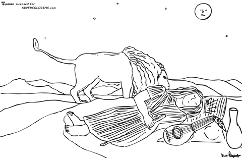 The Sleeping Gypsy By Henri Rousseau  Coloring Page